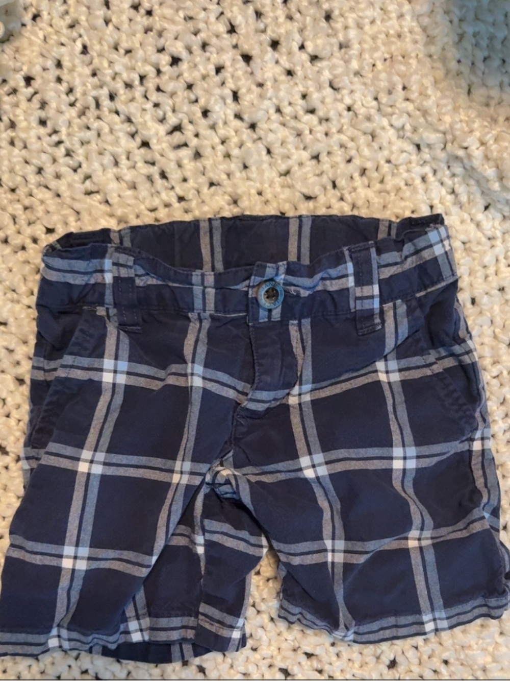 Janie and Jack Navy and White Plaid Boys' Shorts